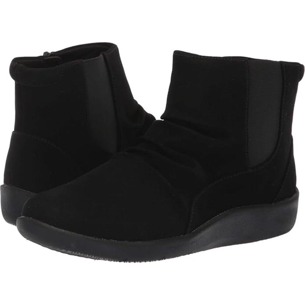 NWT Clarks Women's Sillian Rima Ankle Boot, Black Synthetic-Size 6